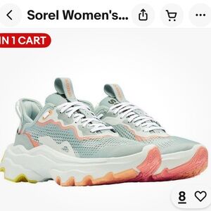 Sorel Women's Pastel Sneakers - Mint and Coral size 10.5